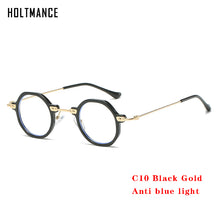 Load image into Gallery viewer, Retro Polygon Small Round Women Sunglasses Orange Champagne Shades UV400 Men Clear Anti-Blu-Ray Square Metal Frame