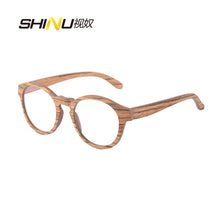 Load image into Gallery viewer, NEW Round Wood Glasses Frames Men Clear Lens Prescription eyeglass Frames Computer Reading Glasses Women With Box FT3008