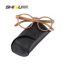 Load image into Gallery viewer, NEW Round Wood Glasses Frames Men Clear Lens Prescription eyeglass Frames Computer Reading Glasses Women With Box FT3008