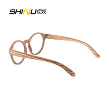 Load image into Gallery viewer, NEW Round Wood Glasses Frames Men Clear Lens Prescription eyeglass Frames Computer Reading Glasses Women With Box FT3008