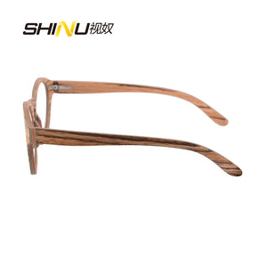 NEW Round Wood Glasses Frames Men Clear Lens Prescription eyeglass Frames Computer Reading Glasses Women With Box FT3008