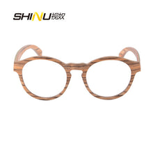 Load image into Gallery viewer, NEW Round Wood Glasses Frames Men Clear Lens Prescription eyeglass Frames Computer Reading Glasses Women With Box FT3008