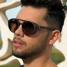 Load image into Gallery viewer, Round men&#39;s sunglasses Cyberpunk style steampunk sunglasses Classic Punk Sunglasses outdoor driving fishing glassess