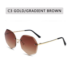 Load image into Gallery viewer, Women Gradient Sunglasses Ocean Water Cut Trimmed Lens Metal Temples Frameless Sun Glasses Female UV400 oculos de sol
