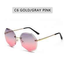 Load image into Gallery viewer, Women Gradient Sunglasses Ocean Water Cut Trimmed Lens Metal Temples Frameless Sun Glasses Female UV400 oculos de sol