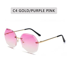 Load image into Gallery viewer, Women Gradient Sunglasses Ocean Water Cut Trimmed Lens Metal Temples Frameless Sun Glasses Female UV400 oculos de sol