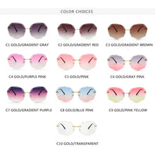 Load image into Gallery viewer, Women Gradient Sunglasses Ocean Water Cut Trimmed Lens Metal Temples Frameless Sun Glasses Female UV400 oculos de sol