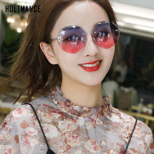 Load image into Gallery viewer, Women Gradient Sunglasses Ocean Water Cut Trimmed Lens Metal Temples Frameless Sun Glasses Female UV400 oculos de sol