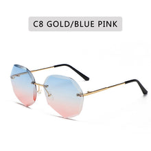 Load image into Gallery viewer, Women Gradient Sunglasses Ocean Water Cut Trimmed Lens Metal Temples Frameless Sun Glasses Female UV400 oculos de sol