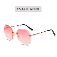Load image into Gallery viewer, Women Gradient Sunglasses Ocean Water Cut Trimmed Lens Metal Temples Frameless Sun Glasses Female UV400 oculos de sol