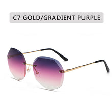 Load image into Gallery viewer, Women Gradient Sunglasses Ocean Water Cut Trimmed Lens Metal Temples Frameless Sun Glasses Female UV400 oculos de sol