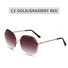 Load image into Gallery viewer, Women Gradient Sunglasses Ocean Water Cut Trimmed Lens Metal Temples Frameless Sun Glasses Female UV400 oculos de sol