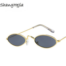 Load image into Gallery viewer, small oval sunglasses for men male retro metal frame yellow red vintage small round sun glasses for women