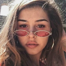 Load image into Gallery viewer, small oval sunglasses for men male retro metal frame yellow red vintage small round sun glasses for women