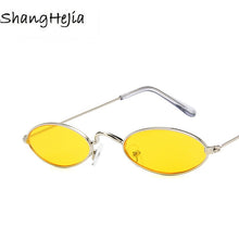 Load image into Gallery viewer, small oval sunglasses for men male retro metal frame yellow red vintage small round sun glasses for women