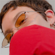 Load image into Gallery viewer, small oval sunglasses for men male retro metal frame yellow red vintage small round sun glasses for women