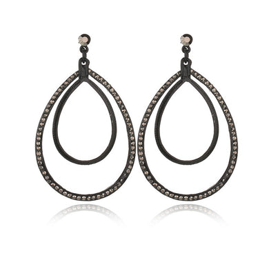 NEW street shoot gun black 2 layers big water drop pattern hyperbole fashion charm big Stud Earring Women