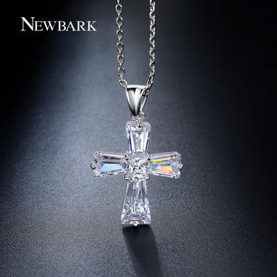 Elegant Cubic Zircon Cross Necklaces Pendants Silver Color Cross Christian Jesus Jewelry For Women Accessories