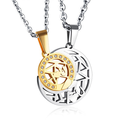 Romantic Lovers' Jewelry 3 Colors Stainless Steel Sun&Moon Couple Pendant Necklace For Women Men Forever Love
