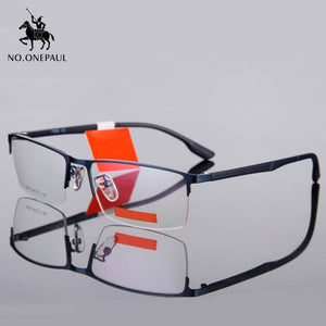 NO.ONEPAUL Eyeglasses Male Half Optical Frame Glasses Frame Men Titanium Glasses Frame Ultralight Square Eye Myopia Prescription