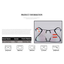 Load image into Gallery viewer, NO.ONEPAUL Eyeglasses Male Half Optical Frame Glasses Frame Men Titanium Glasses Frame Ultralight Square Eye Myopia Prescription