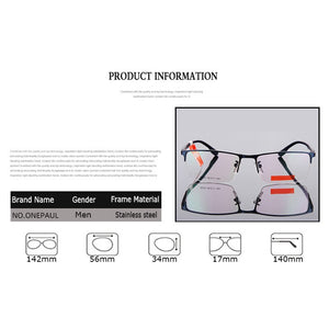 NO.ONEPAUL Eyeglasses Male Half Optical Frame Glasses Frame Men Titanium Glasses Frame Ultralight Square Eye Myopia Prescription