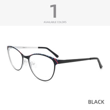 Load image into Gallery viewer, NONOR Classic Optical Glasses Cat Eye Metal Frames For Women очки для зрения Designer Eyeglasses Black Blend Spectacles