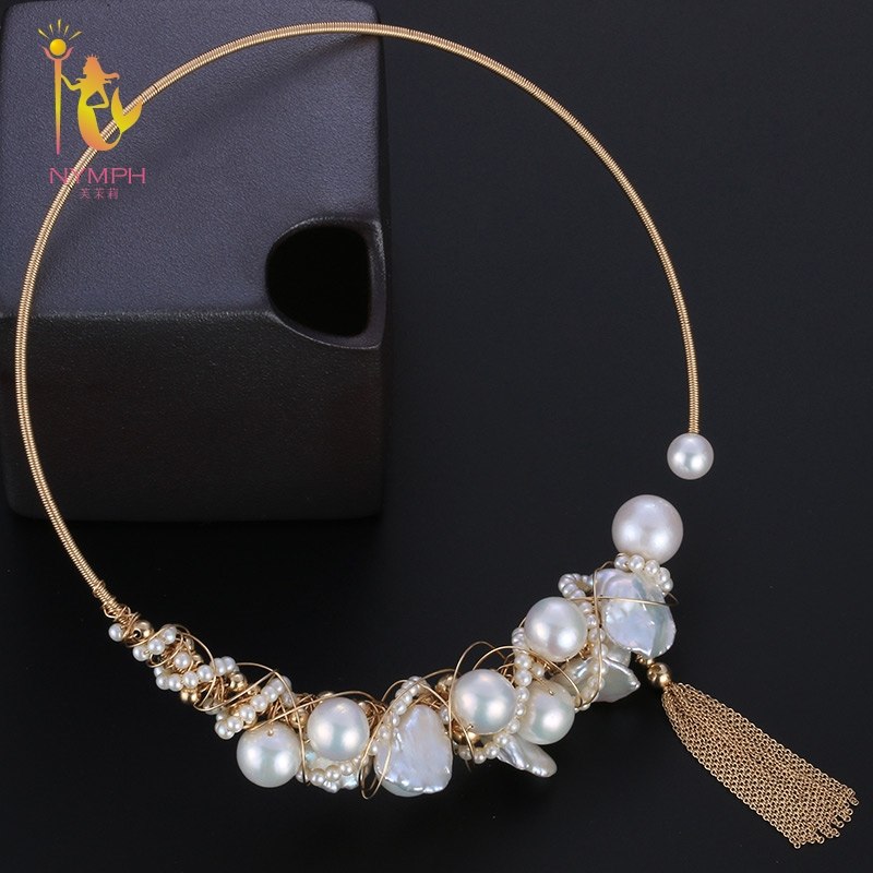 [NYMPH] Baroque And Round Pearl Torques Necklace Fine Jewelry Pearl Pearl Necklace Women Wedding Trendy Party Jewelry X337