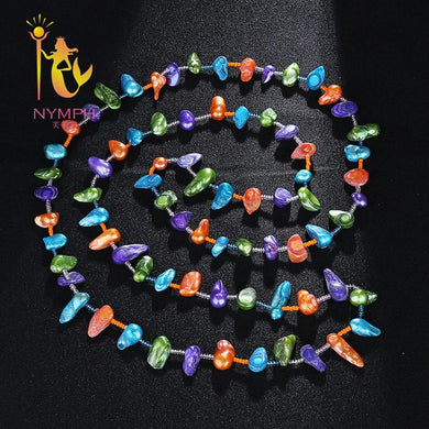 [NYMPH] Baroque Pearl Necklace Pearl Jewelry Natural Irregular Pearl 2 Rows Long 2017 New Trendy For Party [X211]