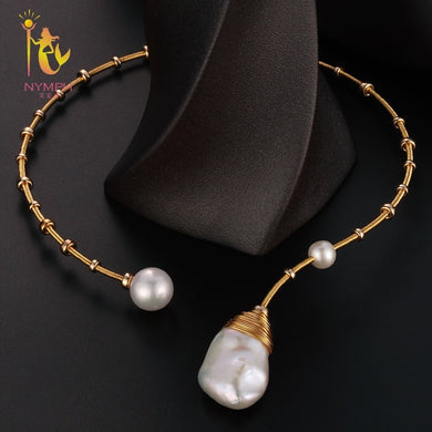 [NYMPH] Baroque Pearl Torques Necklace Fine Jewelry Real Pearl Big Pearl Necklace Women Wedding Trendy Party Jewelry X319