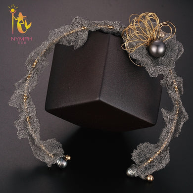 [NYMPH] Collana girocollo con perle nere di Tahiti per le donne Gioielleria raffinata Perle di mare naturali di lusso Torque 2018 Nuovo regalo per feste X322 