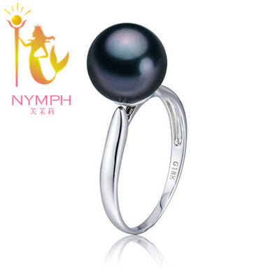 Fine Jewelry 18K Gold Natural Tahitian Black Pearl Ring 10-11mm Luxurious Au750 Wedding Bands Engagement R1204