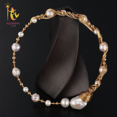 [NYMPH] Collana girocollo di perle per donne Gioielleria raffinata Perle Torque Bianco barocco Nuova moda Regalo di nascita X320 