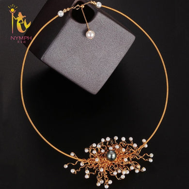 [NYMPH] Collana girocollo di perle per le donne Gioielleria raffinata Perle naturali Torque 2018 Nuovo regalo di nozze di moda X340 