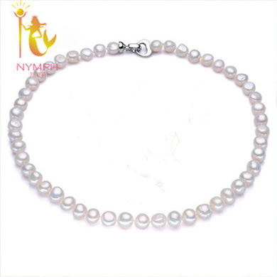[NINFA]Gioielli di perle Collana di perle barocche Genuino girocollo bianco 9-10mm Perla Gioielleria raffinata Festa di nozze per le donne X1225 