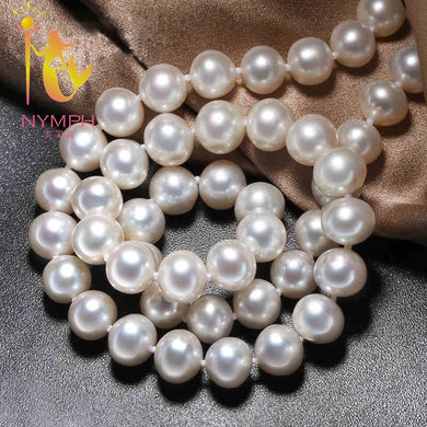 Gioielli di perle Collana di perle naturali Collana girocollo Bianca 9-10 mm Perla rotonda Regalo di nozze per le donne X913 
