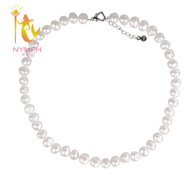 [NYMPH] Pearl Jewerly Natural Pearl Necklace Choker Necklace White Baroque Pearl Fine Jewelry For Women[X1226]