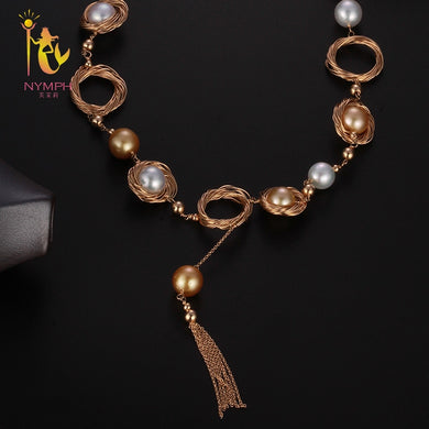 [NINFA] Collana di perle da donna Gioielleria raffinata Collana di perle di mare naturali Regalo di festa nuziale 2018 Nuovo Cerchio di iperbole X323 