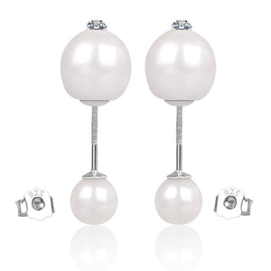 double natural pearl earrings 925 sterling silver jewelry two Style Engagement gift for women