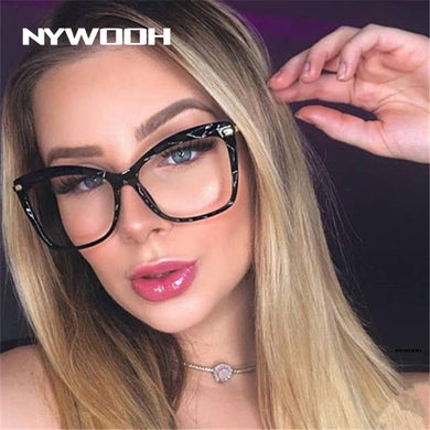 NYWOOH Cat Eye Glasses Frames Clear Fake Eyeglasses for Women Oversized Eyeglass Vintage Spectacles Optical  Myopia Frame