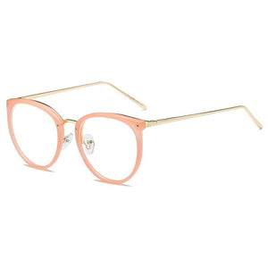 NYWOOH Cat Eye Glasses Frames Women Vintage Metal Fake Eyeglasses Retro Myopia Frame Clear Optical Spectacles