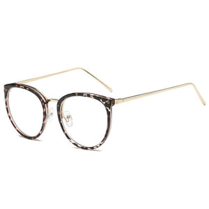 NYWOOH Cat Eye Glasses Frames Women Vintage Metal Fake Eyeglasses Retro Myopia Frame Clear Optical Spectacles
