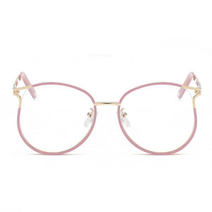 Cat Eye Glasses Frames for Women Transparent Optical Eyeglasses Ladies Metal Hollow Frame Fake Eyewear Frame