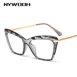 NYWOOH Eyeglasses for Women able Cat Eye Glasses Frames Metal Optical Spectacles Transparent Fake Eyeglass