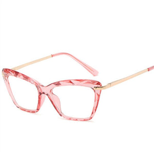 NYWOOH Eyeglasses for Women able Cat Eye Glasses Frames Metal Optical Spectacles Transparent Fake Eyeglass