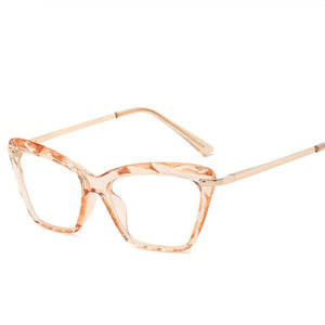 NYWOOH Eyeglasses for Women able Cat Eye Glasses Frames Metal Optical Spectacles Transparent Fake Eyeglass