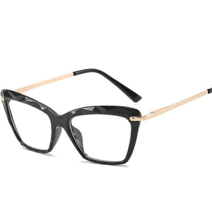 NYWOOH Eyeglasses for Women able Cat Eye Glasses Frames Metal Optical Spectacles Transparent Fake Eyeglass