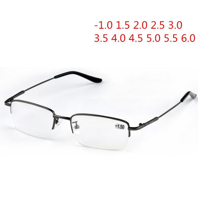 NYWOOH Finished Myopia Glasses Men Half Frame Metal Student Nearsighted Eyewear Ultralight Shortsighted Eyeglasses -1.0 to -6.0