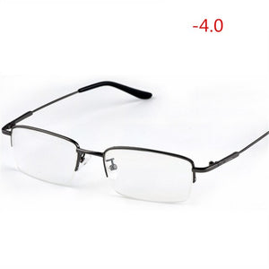 NYWOOH Finished Myopia Glasses Men Half Frame Metal Student Nearsighted Eyewear Ultralight Shortsighted Eyeglasses -1.0 to -6.0