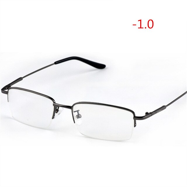 NYWOOH Finished Myopia Glasses Men Half Frame Metal Student Nearsighted Eyewear Ultralight Shortsighted Eyeglasses -1.0 to -6.0